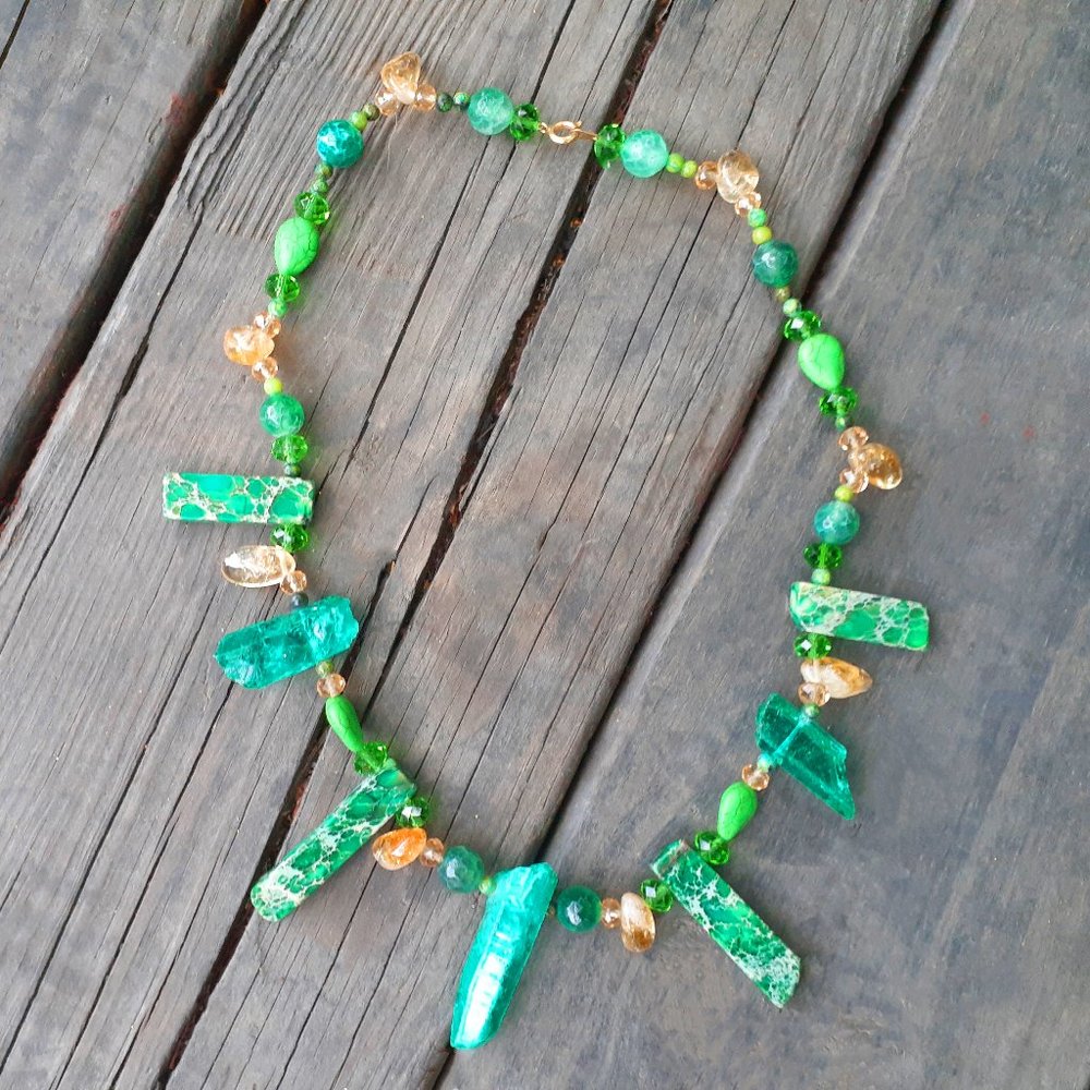 Citrine Quartz Agate Crystal Necklace